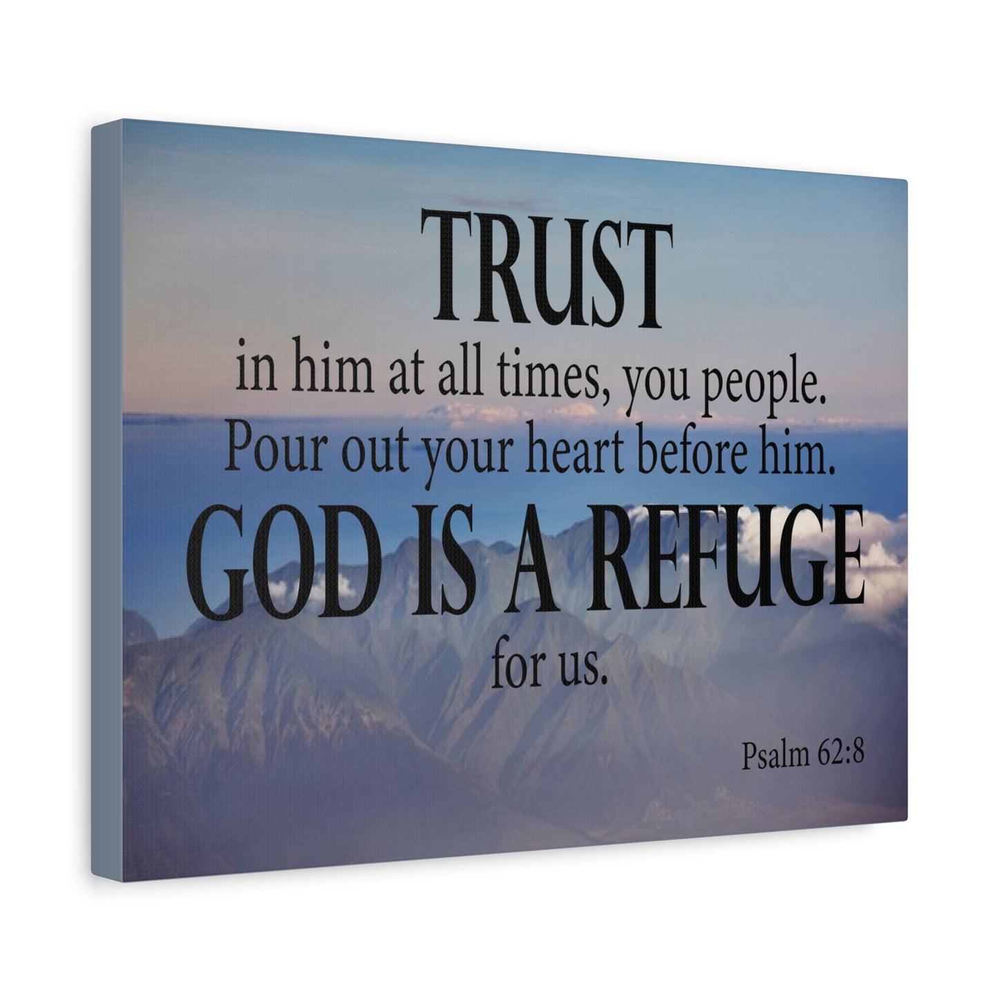 Bible Verse Canvas God is Refuge for Us Psalm 62:8 Wall Art Christian Home Decor