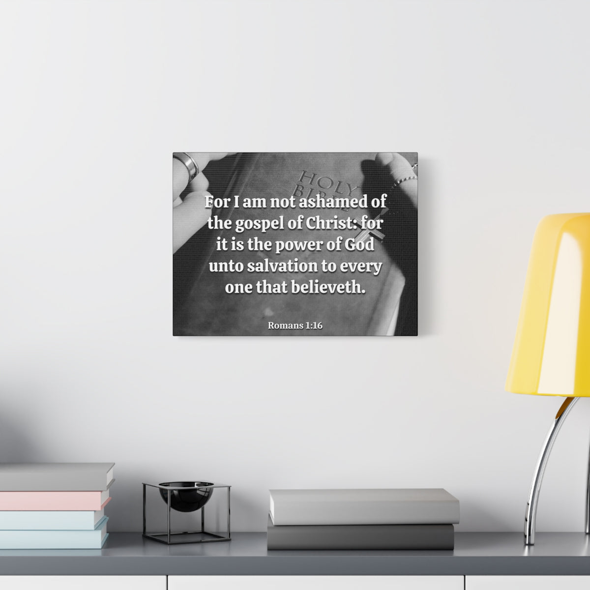 Scripture Canvas God Unto Salvation Romans 1:16 Christian Wall Art Bible Verse Print Ready to Hang