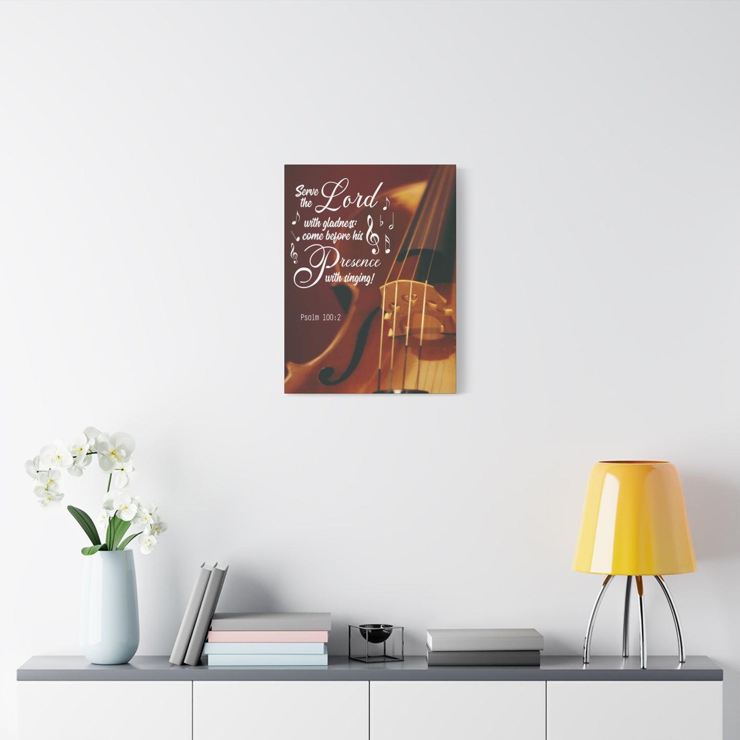 Scripture Canvas Serve the Lord With Gladness Psalm 100:2 Christian Wall Art Bible Verse Print Ready to Hang