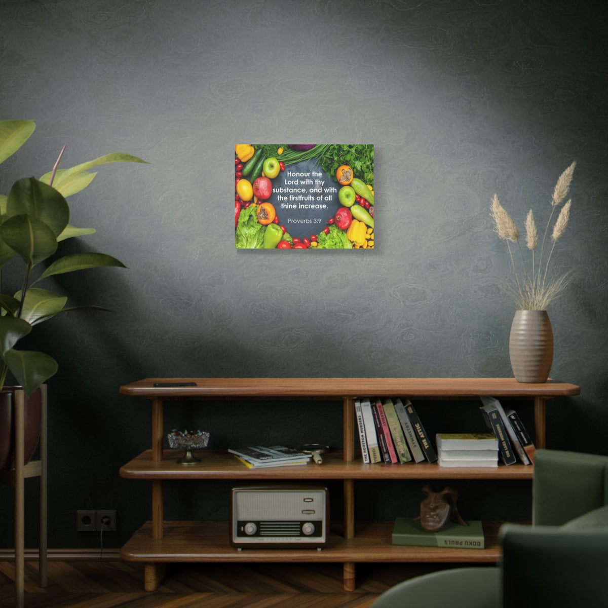 Scripture Canvas Firstfruits Proverbs 3:9 Wall Art Bible Verse Print Ready to Hang