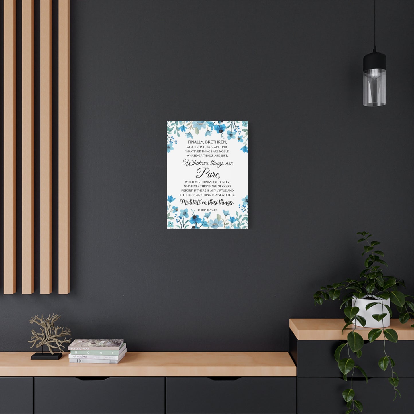 Scripture Walls Philippians 4:8 Meditate on Pure Things Bible Verse Canvas Christian Wall Art Ready to Hang Unframed
