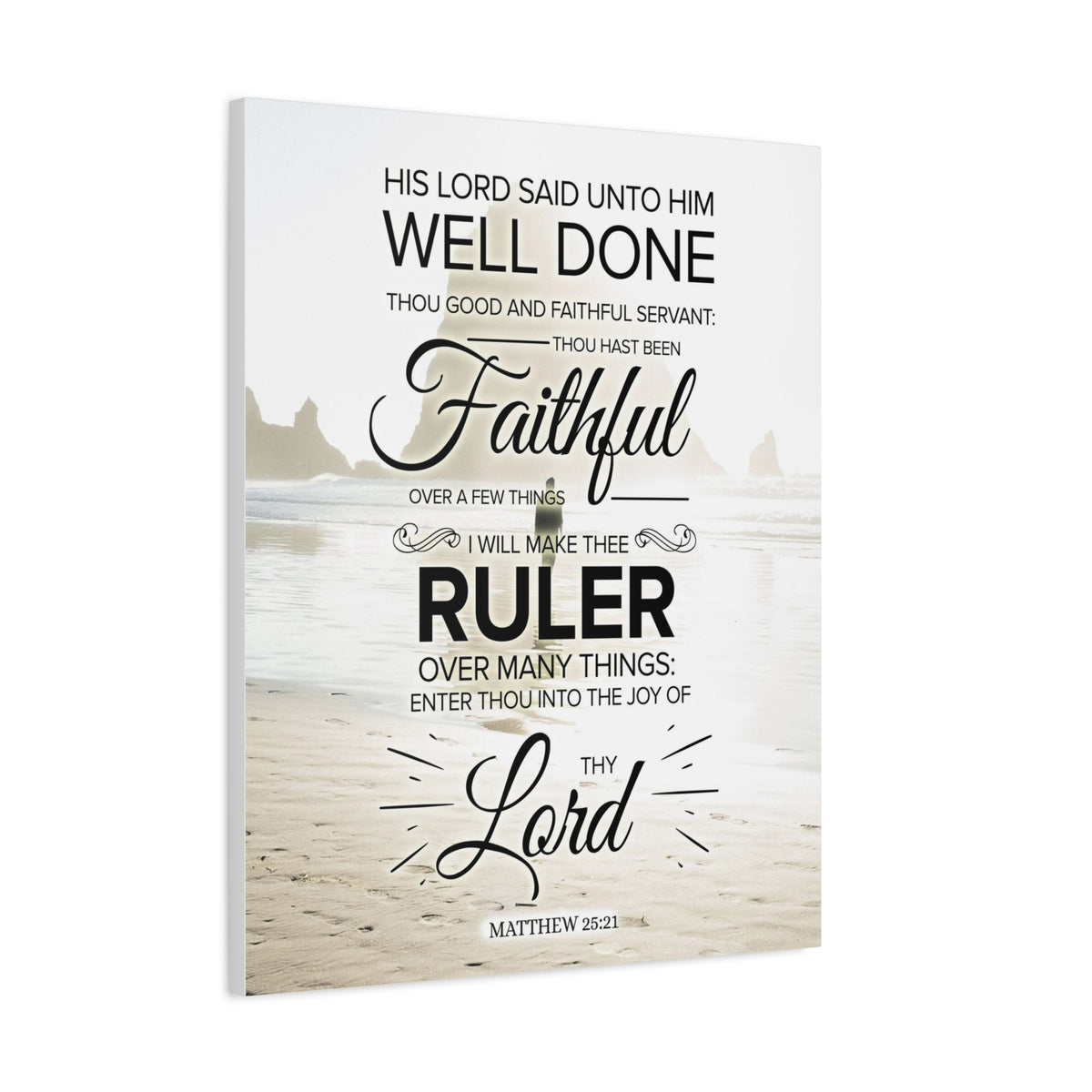 Scripture Canvas Faithful Servant Matthew 25:21 Christian Wall Art Bible Verse Print Ready to Hang