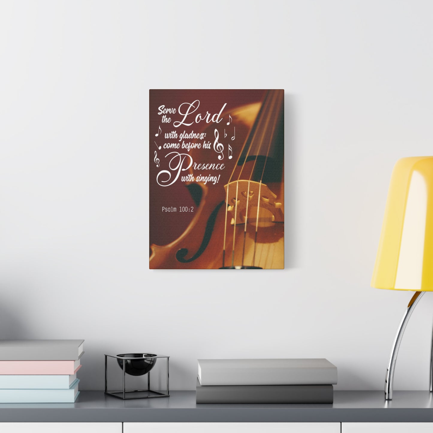 Scripture Canvas Serve the Lord With Gladness Psalm 100:2 Christian Wall Art Bible Verse Print Ready to Hang