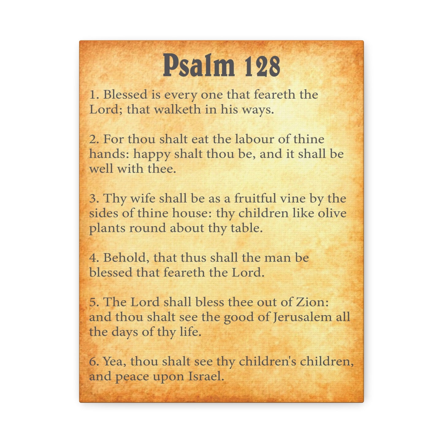 Psalm 128 Gold Bible Chapter Canvas Christian Wall Art Ready to Hang