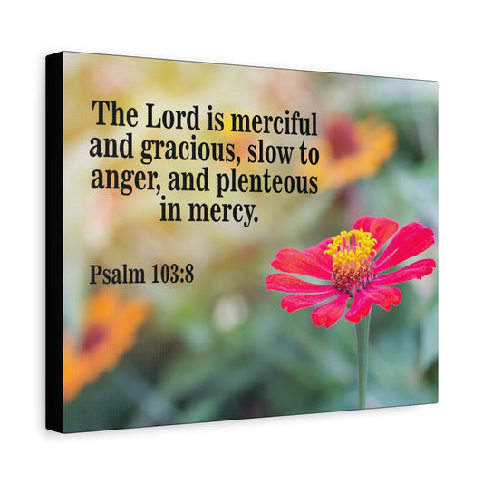 Scripture Canvas The Lord is Merciful and Gracious Psalm 103:8 Christian Wall Art Bible Verse Print Ready to Hang