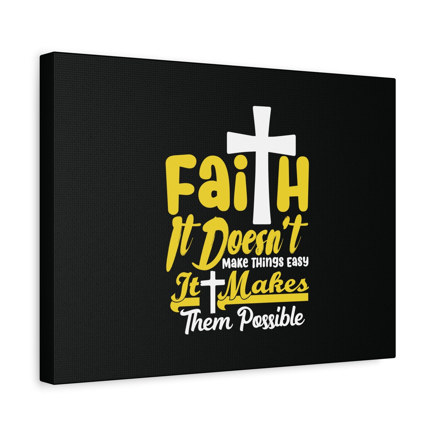 Scripture Canvas Faith Yellow Luke 1:37 Christian Wall Art Bible Verse Print Ready to Hang