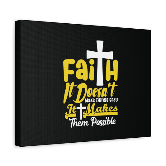 Scripture Canvas Faith Yellow Luke 1:37 Christian Wall Art Bible Verse Print Ready to Hang