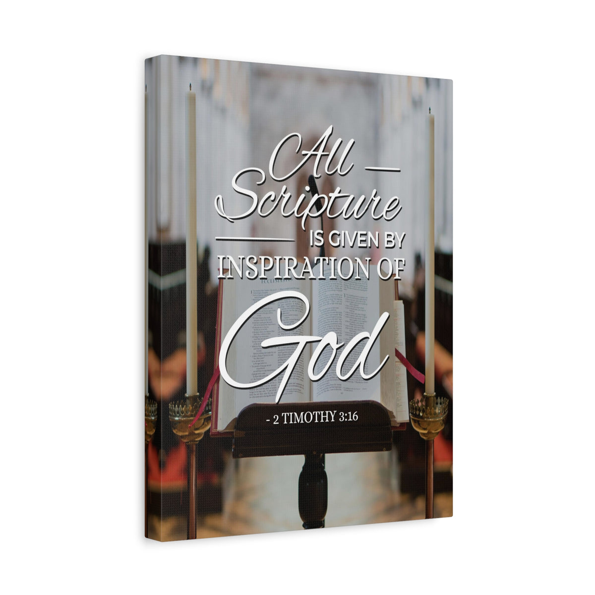 Scripture Canvas All Scripture 2 Timothy 3:16 Christian Wall Art Bible Verse Print Ready to Hang