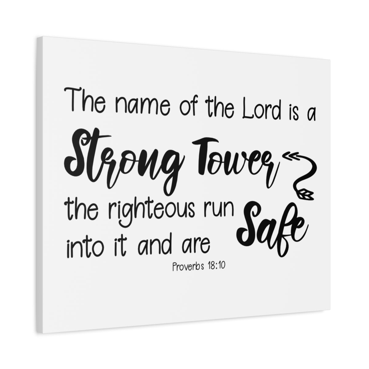 Scripture Canvas Strong Tower Proverbs 18:10 Christian Wall Art Bible Verse Print Ready to Hang