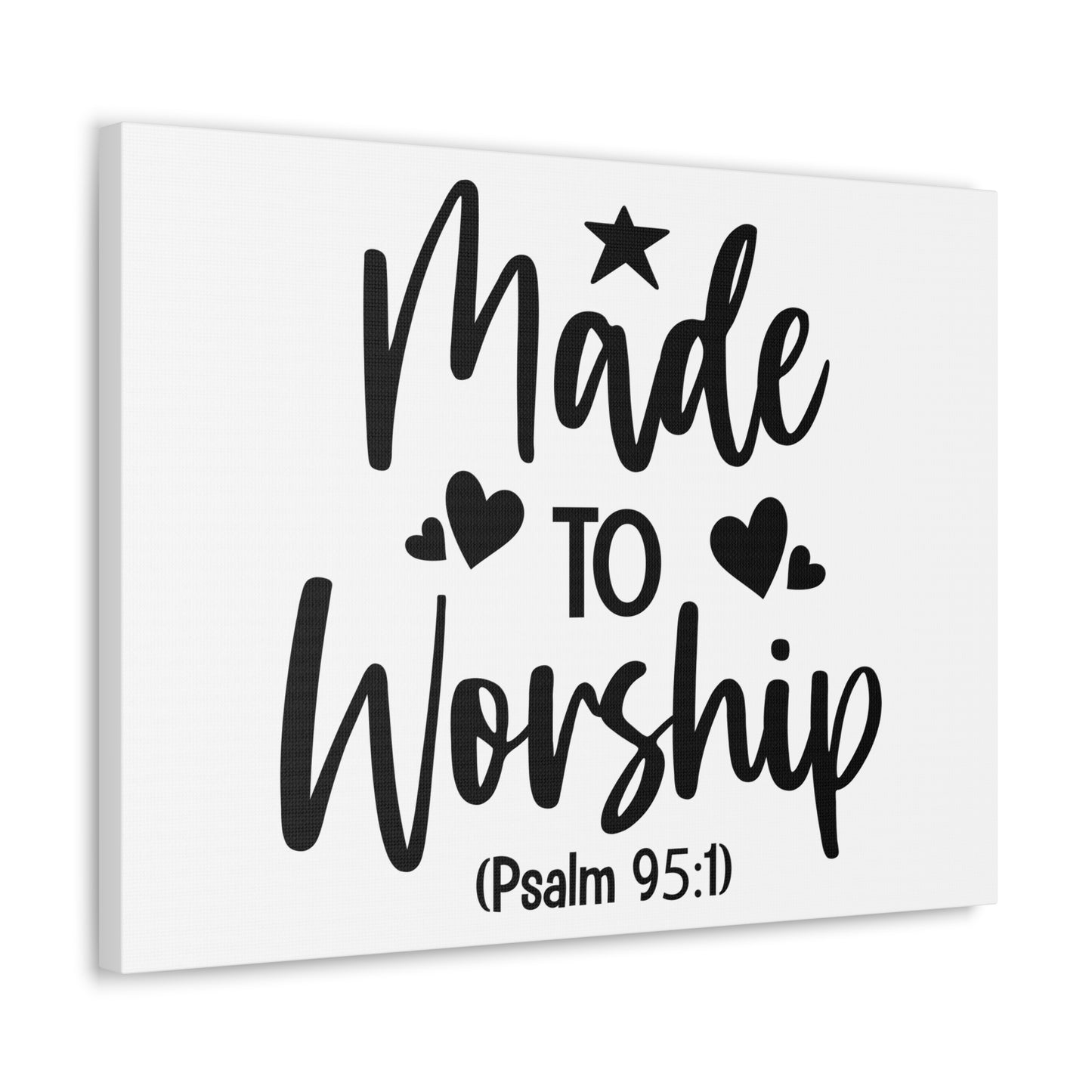 To Worship Psalm 95:1 Star & Hearts Bible Verse Canvas Christian Wall Art Ready to Hang