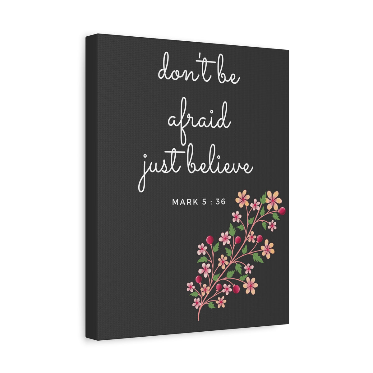 Scripture Canvas Just Believe Mark 5:36 Christian Wall Art Bible Verse Print Ready to Hang