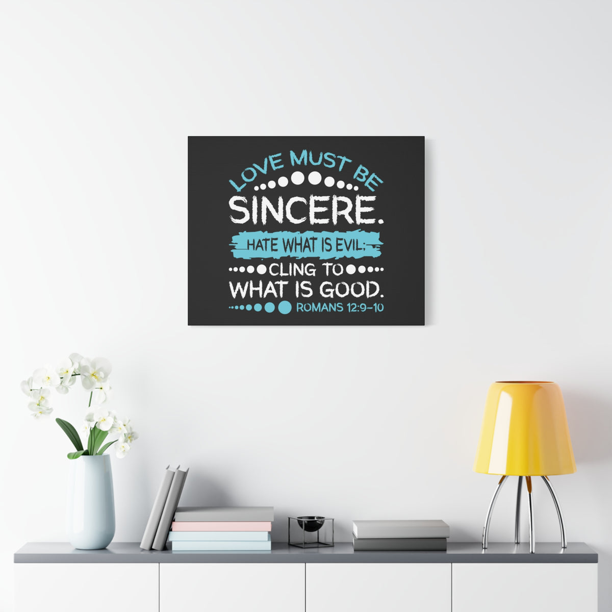 Scripture Canvas Love Must Be Sincere Romans 12:9-10 Christian Wall Art Bible Verse Print Ready to Hang