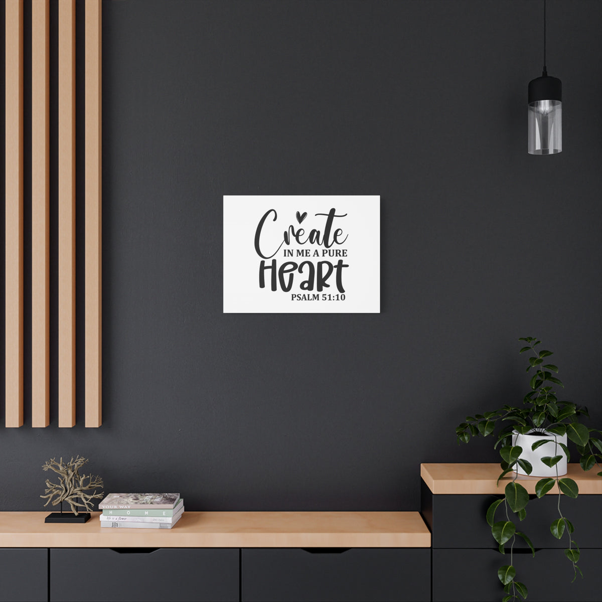 Scripture Canvas Pure Heart Psalm 51:10 Christian Wall Art Bible Verse Print Ready to Hang