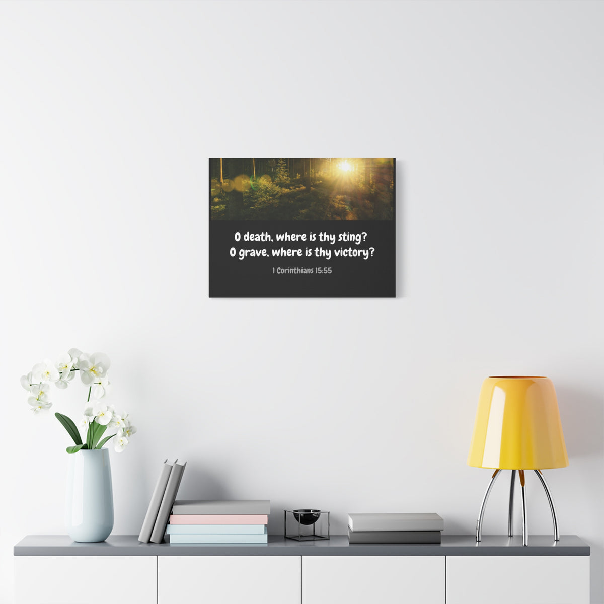 Scripture Canvas Victory Over Death 1 Corinthians 15:55 Christian Wall Art Bible Verse Print Ready to Hang