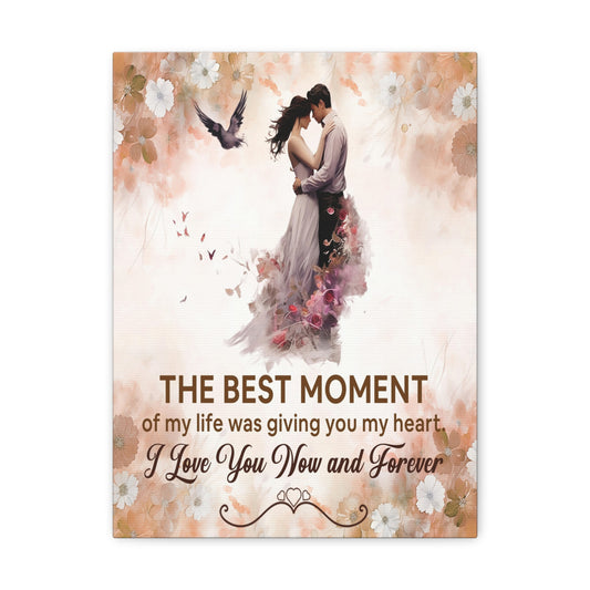 To My Wife The Best Moment of My Life Canvas Wall Art – Romantic Gift of Love & Devotion