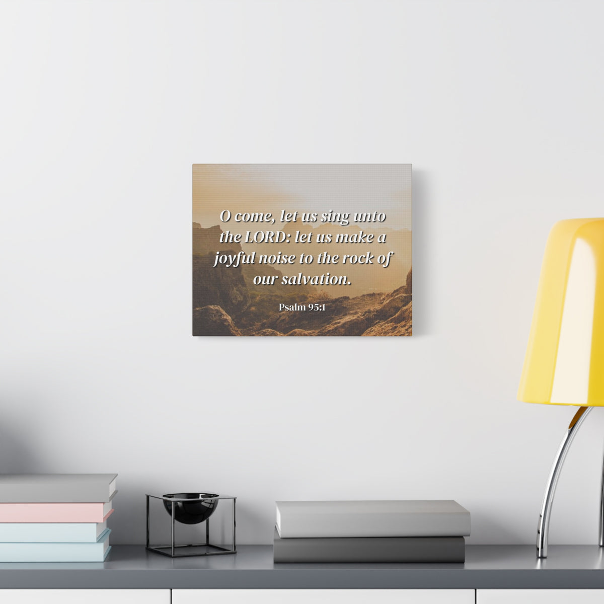 Scripture Canvas Our Salvation Psalm 95:1 Christian Wall Art Bible Verse Print Ready to Hang