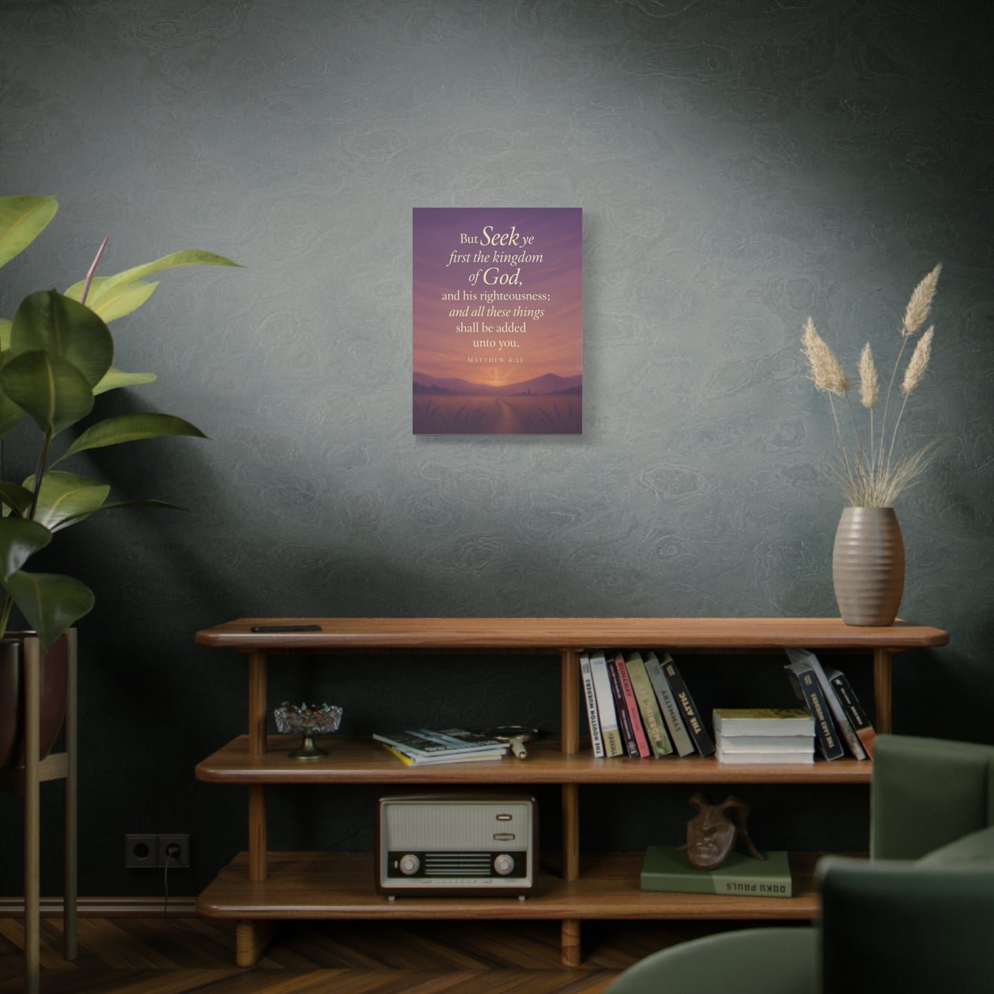 Bible Verse Canvas Matthew 6:33 Christian Home Décor Wall Art Scripture Ready to Hang Faith Print