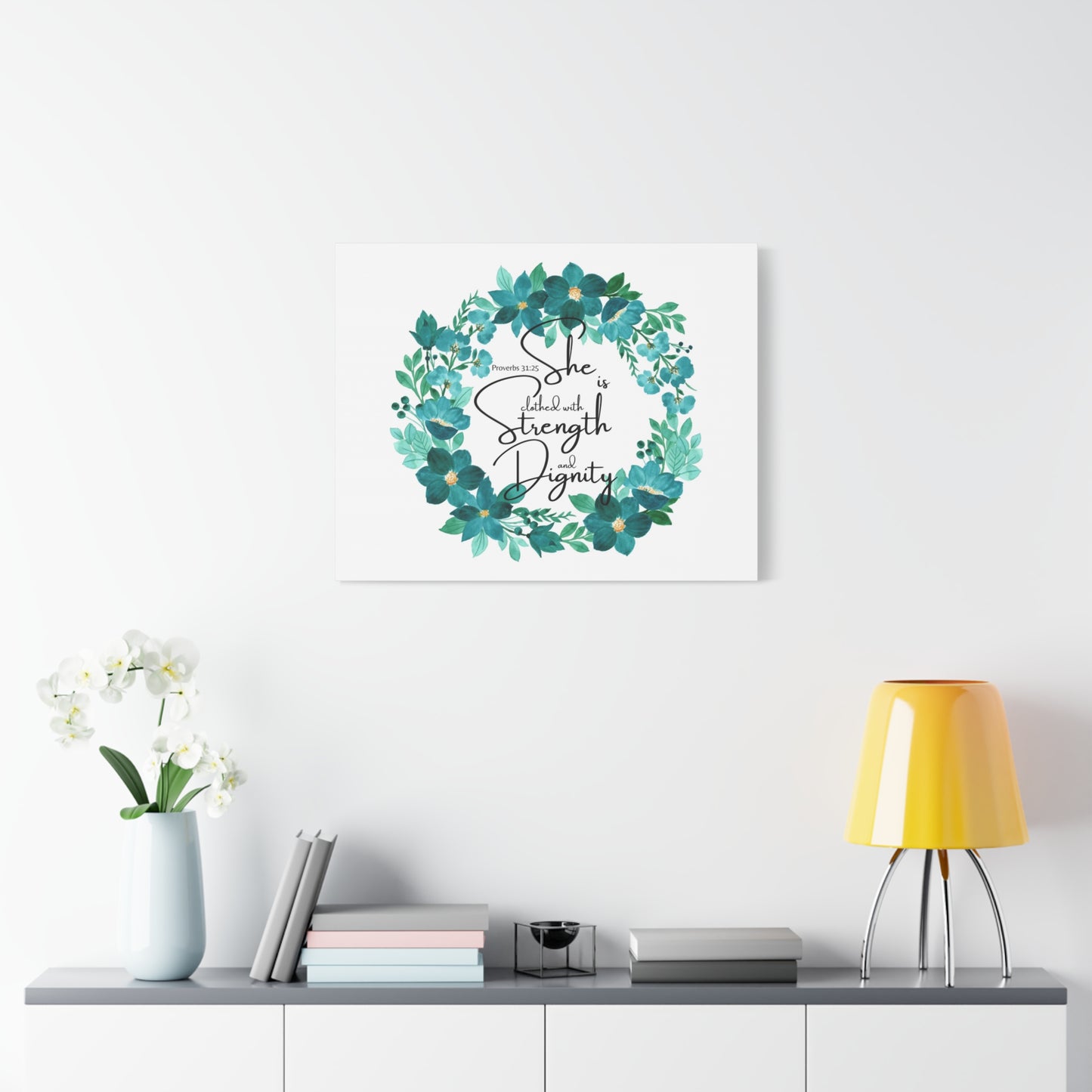 Scripture Walls Proverbs 31:25 Strength And Dignity Within Her Bible Verse Canvas Christian Wall Art Ready to Hang Unframed