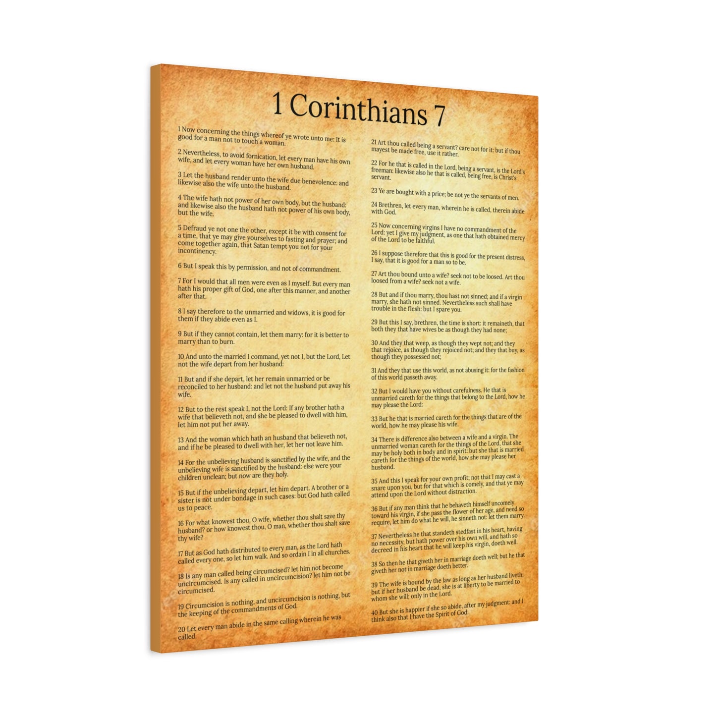 Scripture Walls 1 Corinthians 7 Marriage Chapter Gold Christian Wall Art Print Ready to Hang Unframed