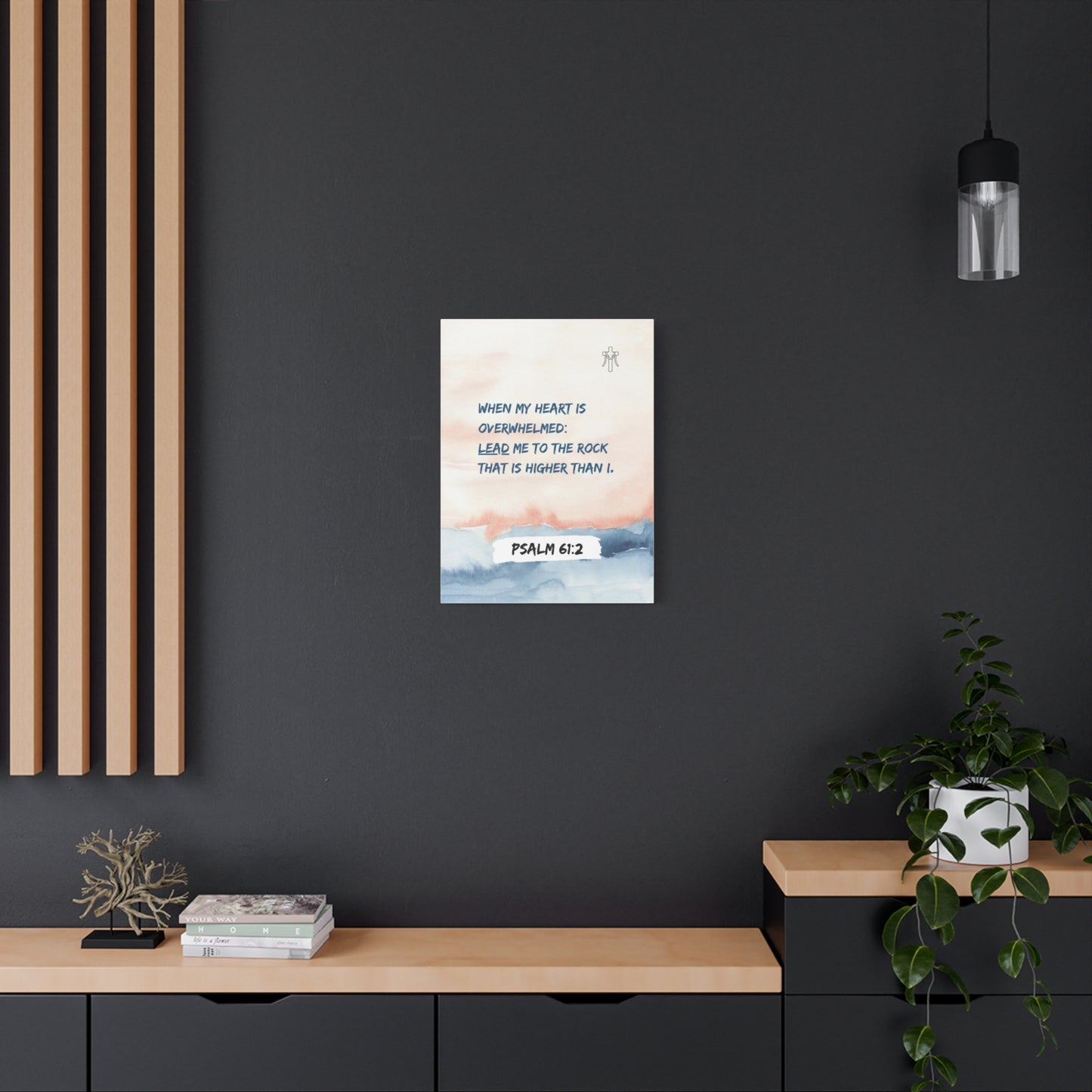 Scripture Walls Psalm 61:2 Lead Me to the Rock Bible Verse Canvas Christian Wall Art Ready to Hang Unframed