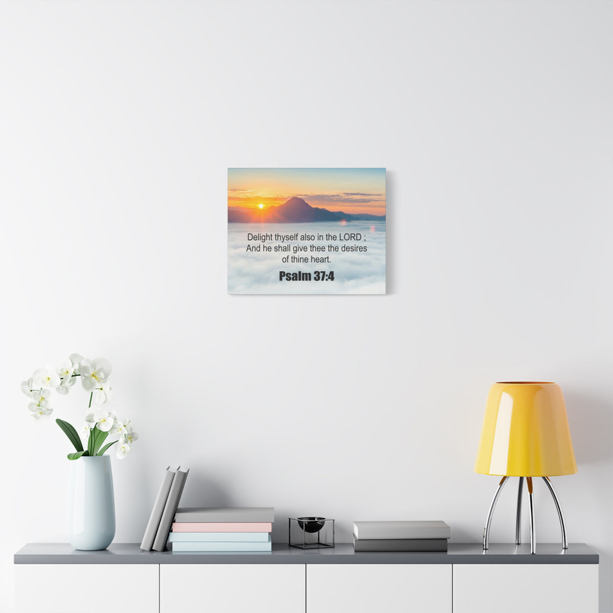 Scripture Canvas Delight Thyself Psalm 37:4 Christian Wall Art Bible Verse Print Ready to Hang