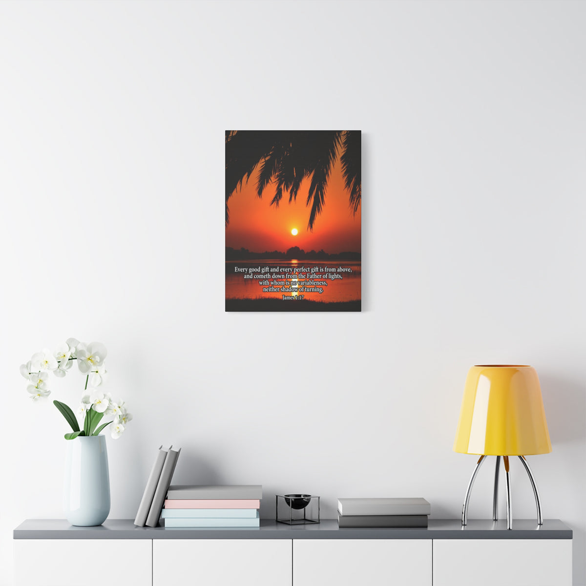 Scripture Canvas Every Perfect Gift is From Above James 1:17 Christian Wall Art Bible Verse Print Ready to Hang