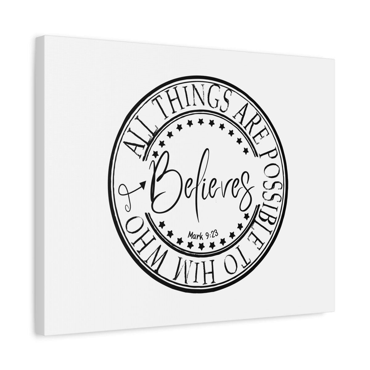Scripture Canvas All Things Are Possible Mark 9:23 Christian Wall Art Bible Verse Print Ready to Hang