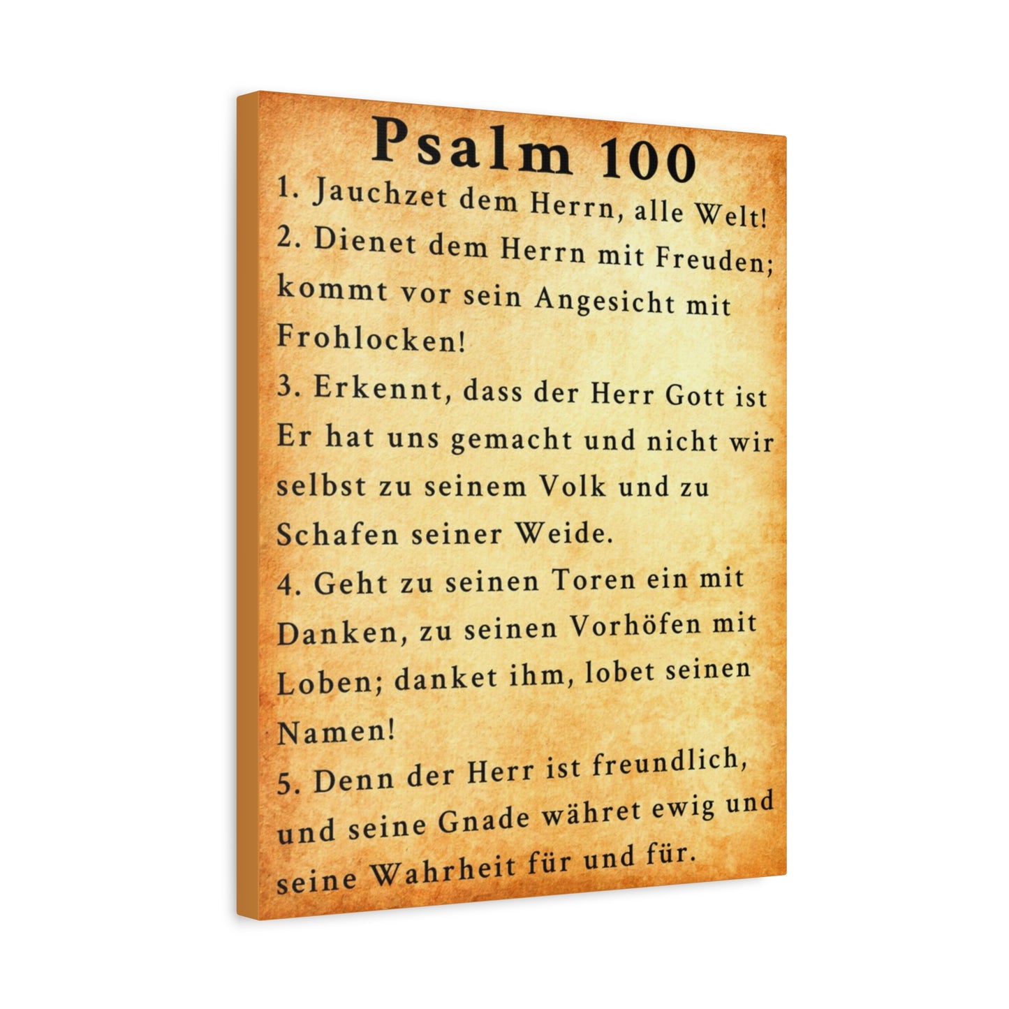 Scripture Walls Psalm 100 German Gold Bible Verse Canvas Christian Wall Art Ready to Hang Unframed