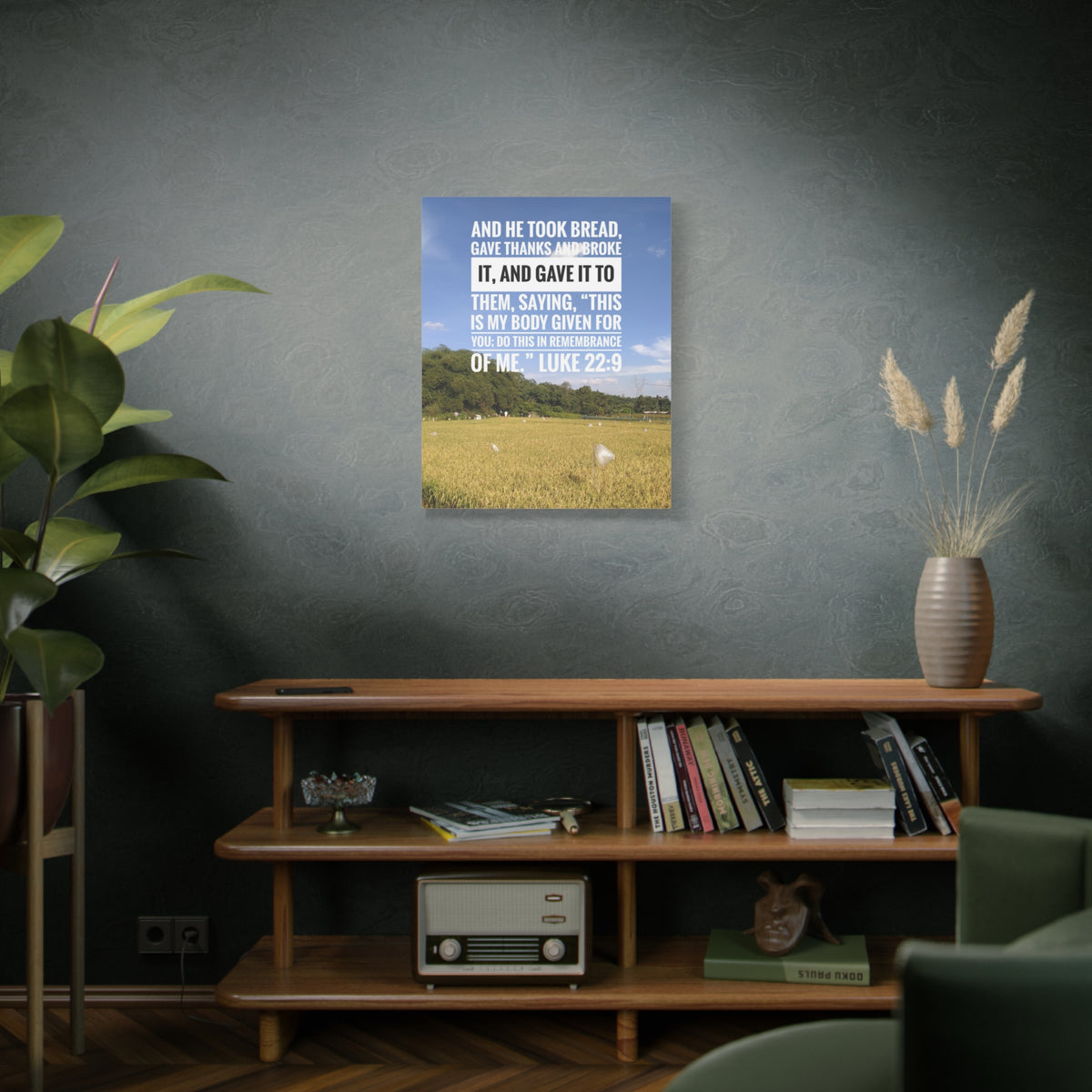 Scripture Canvas Gave Thanks Luke 22:9 Christian Wall Art Bible Verse Print Ready to Hang