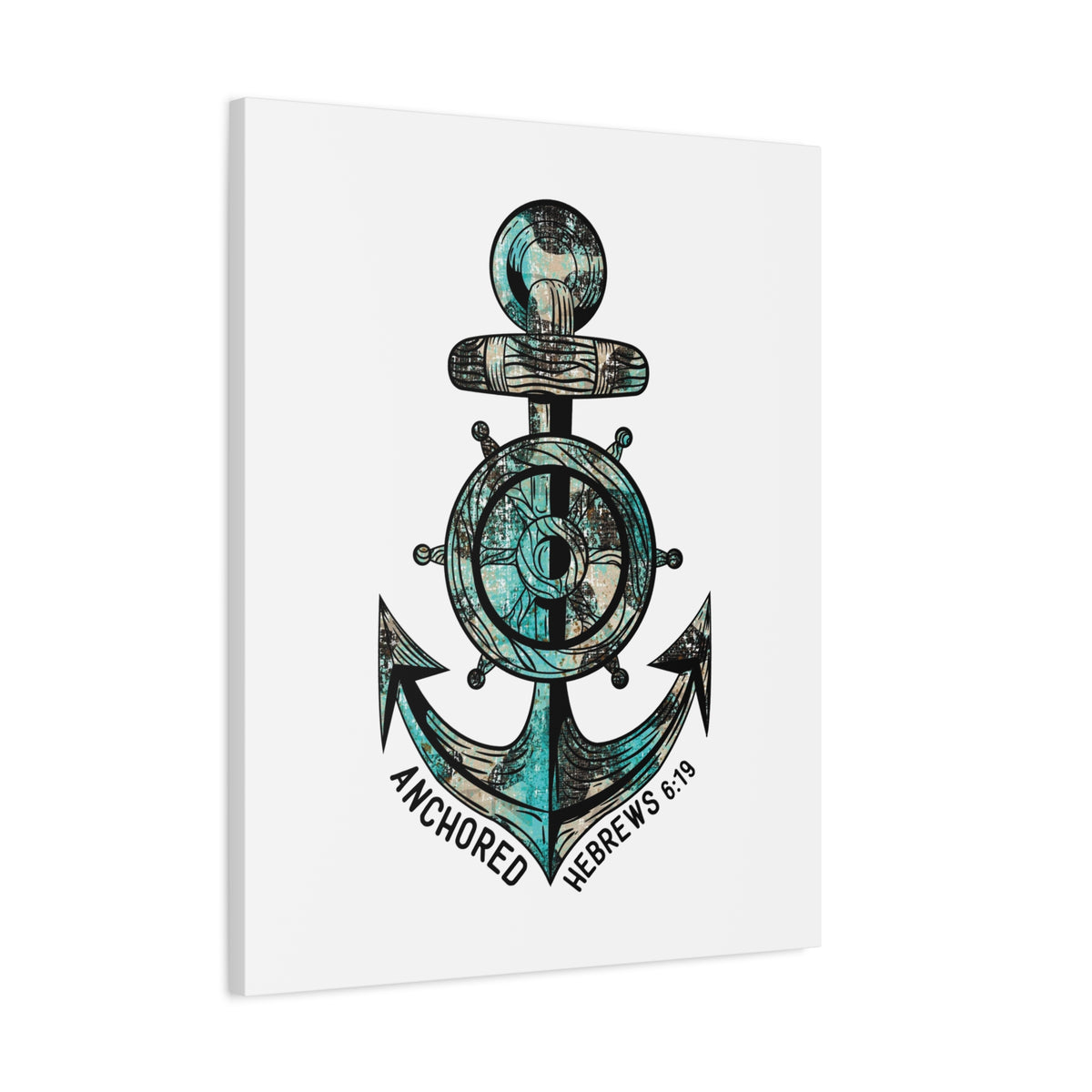 Scripture Canvas Blue Anchored Hebrews 6:19 Christian Wall Art Bible Verse Print Ready to Hang