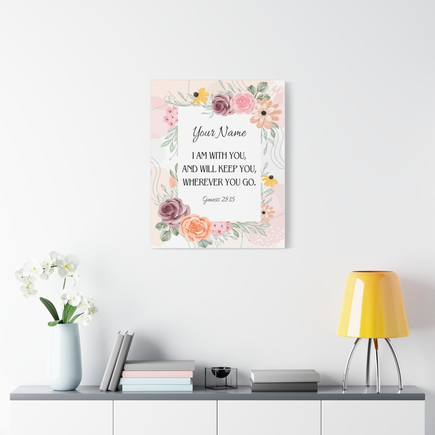 Scripture Walls Personalized Genesis 28:15 I Am With You  Bible Chapter Canvas Christian Wall Art Ready to Hang