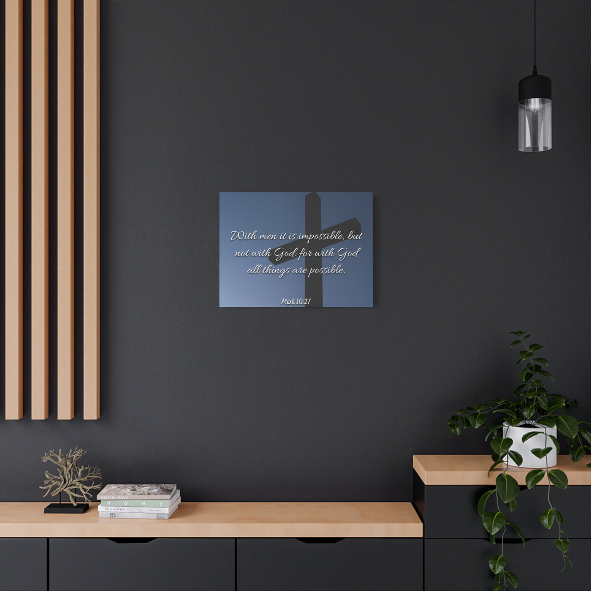 Scripture Canvas Possible Mark 10:27 Christian Wall Art Bible Verse Print Ready to Hang