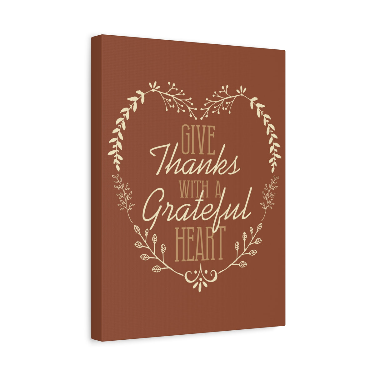 Scripture Canvas Grateful Heart 1 Thessalonians 5:18 Red Brown Christian Wall Art Bible Verse Print Ready to Hang