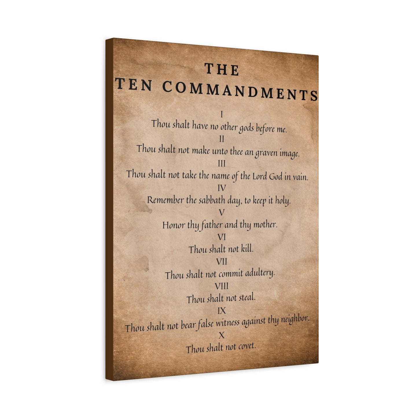 Scripture Canvas 10 Commandments Brown Christian Wall Art Bible Verse Print Ready to Hang