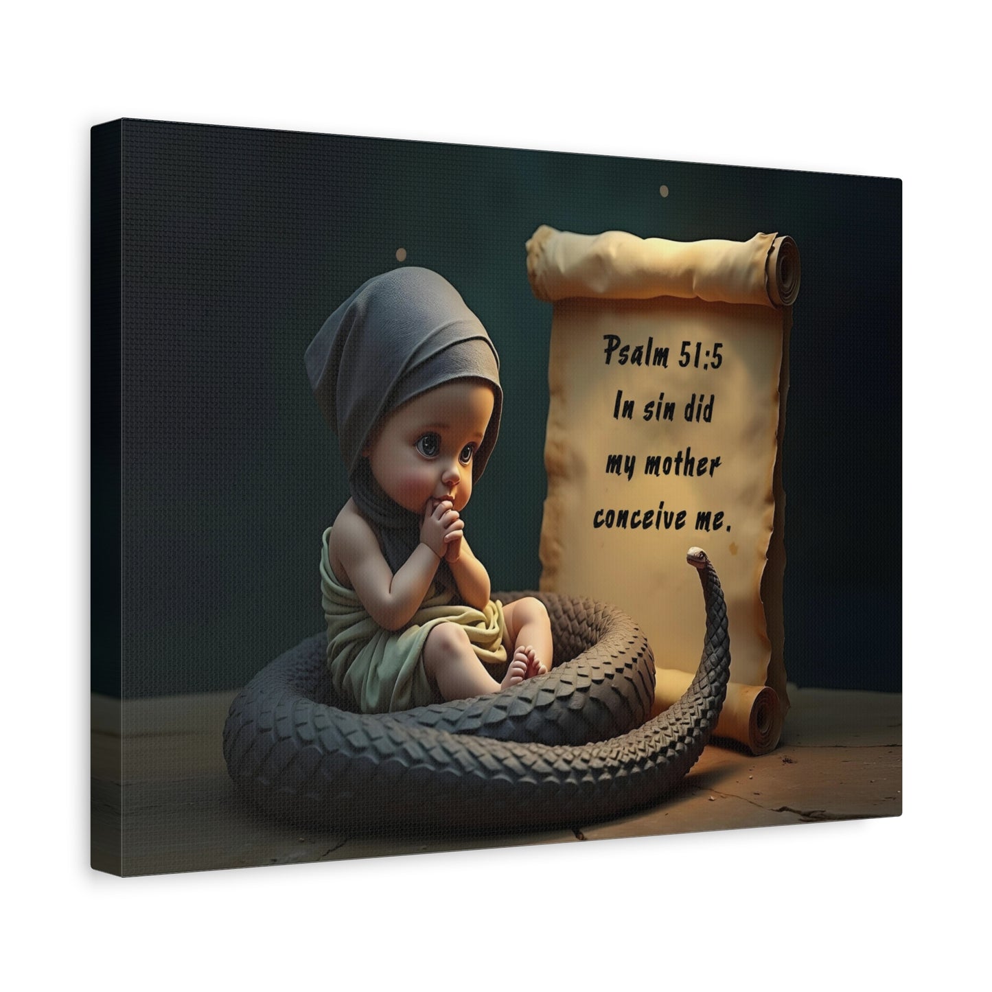 Scripture Walls Psalm 51:5 Viper in a Diaper Bible Verse Canvas Christian Wall Art Ready to Hang Unframed