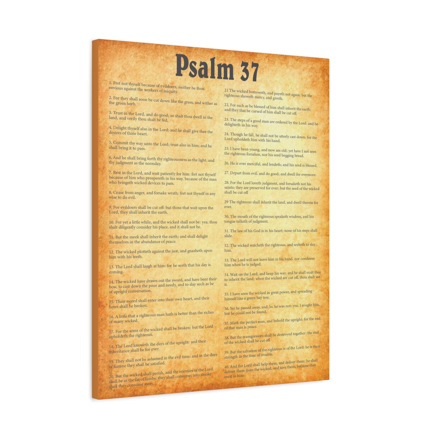 Scripture Walls Psalm 37 Gold Bible Chapter Canvas Christian Wall Art Ready to Hang
