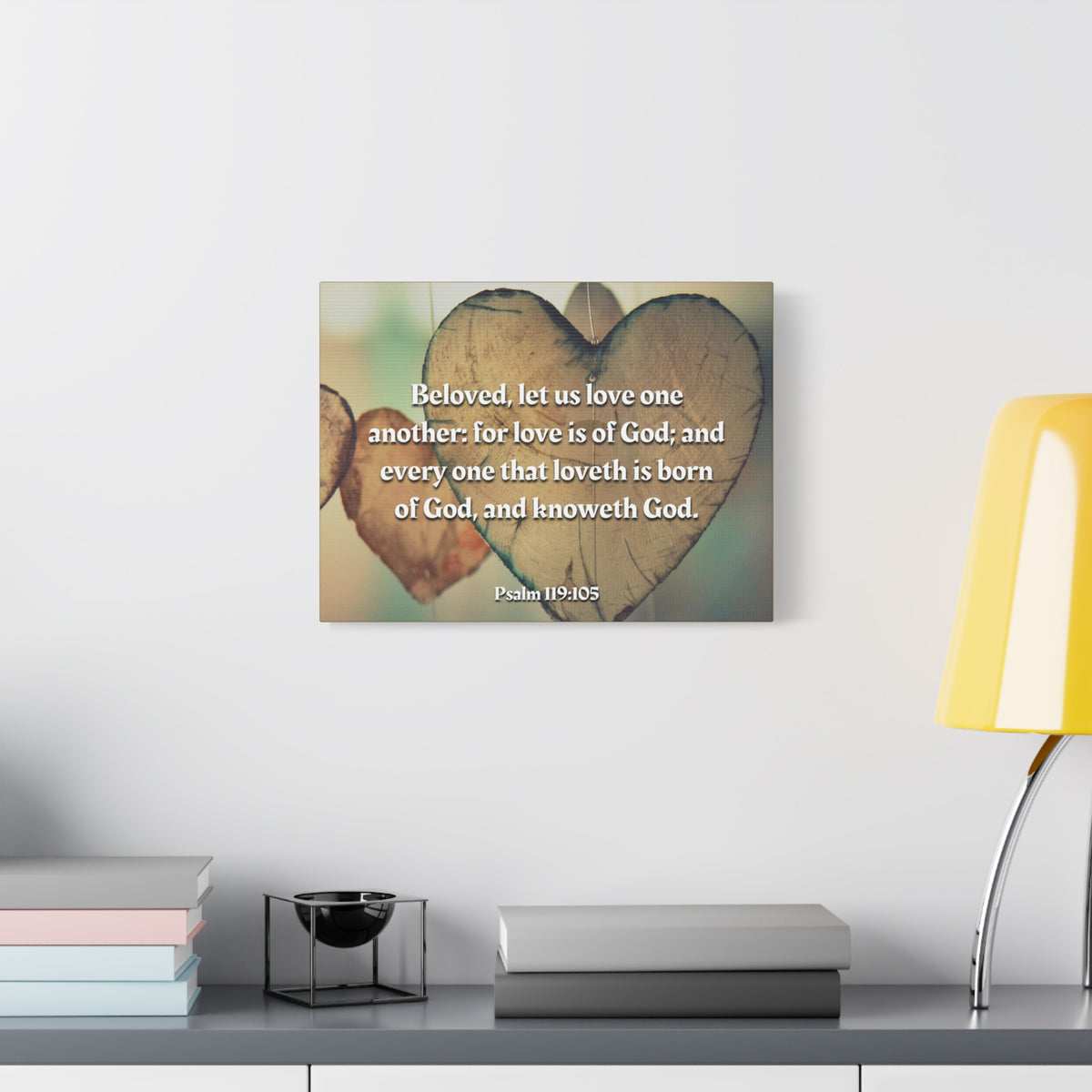 Scripture Canvas Love One Another 1 John 4:7 Christian Wall Art Bible Verse Print Ready to Hang