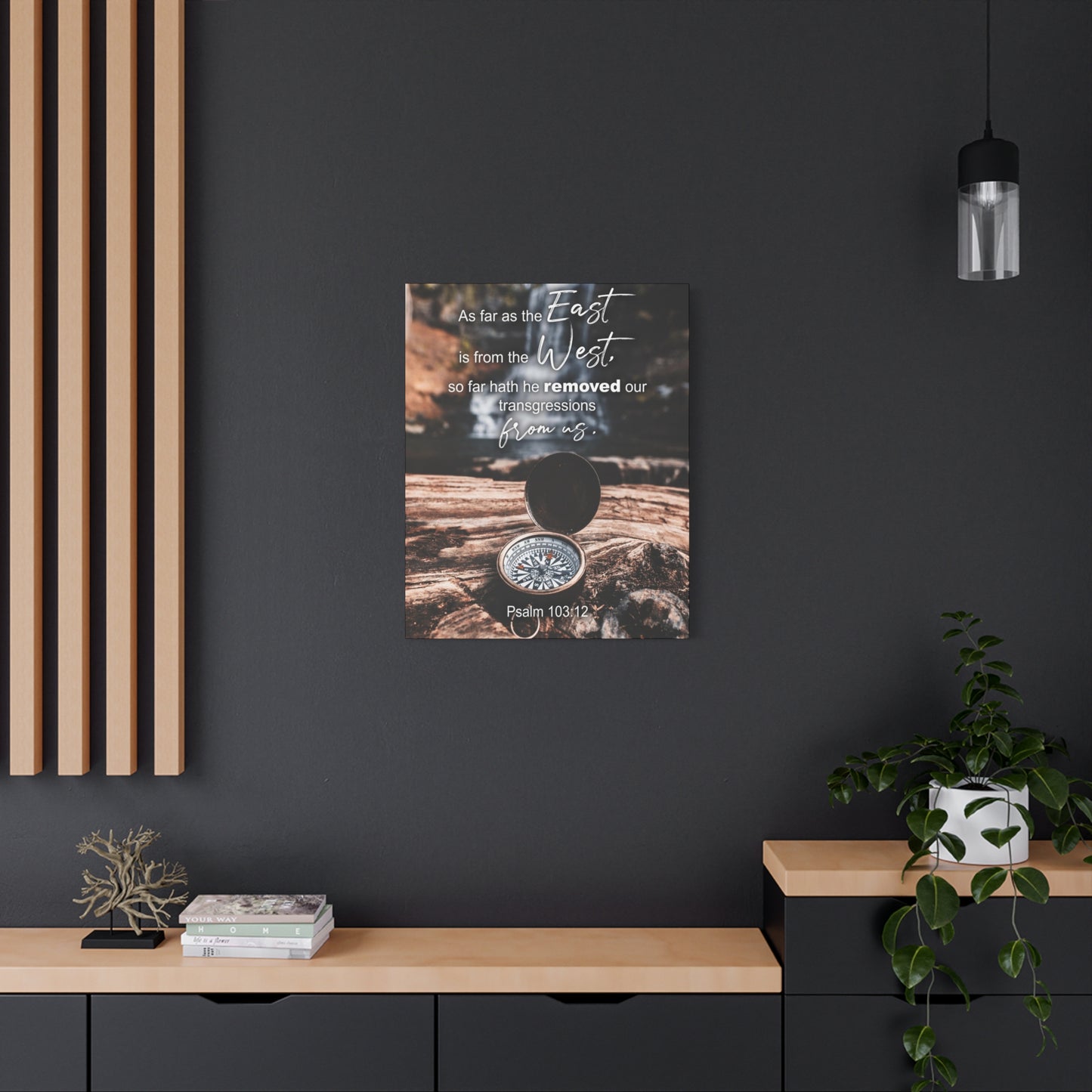 Scripture Canvas From Us Psalm 103:12 Christian Wall Art Bible Verse Print Ready to Hang