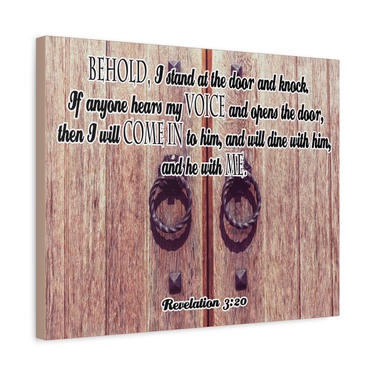 Scripture Canvas I Will Come In Revelation 3:20 Christian Wall Art Bible Verse Print Ready to Hang