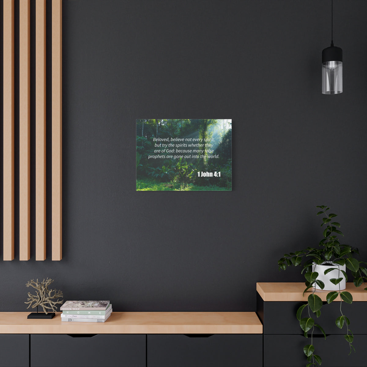 Scripture Canvas False Prophets 1 John 4:1 Christian Wall Art Bible Verse Print Ready to Hang