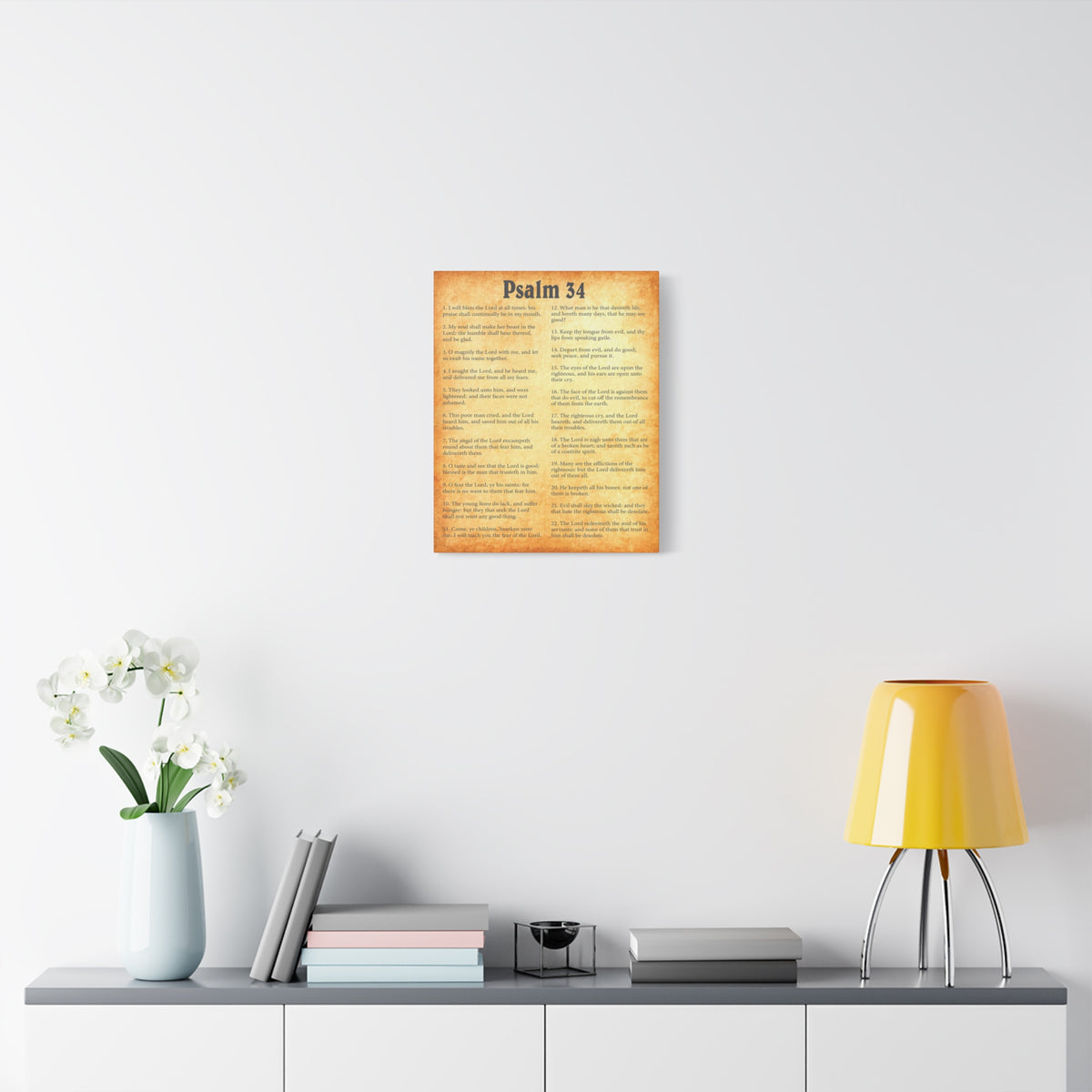 Scripture Walls Psalm 34 Gold Bible Chapter Canvas Christian Wall Art Ready to Hang