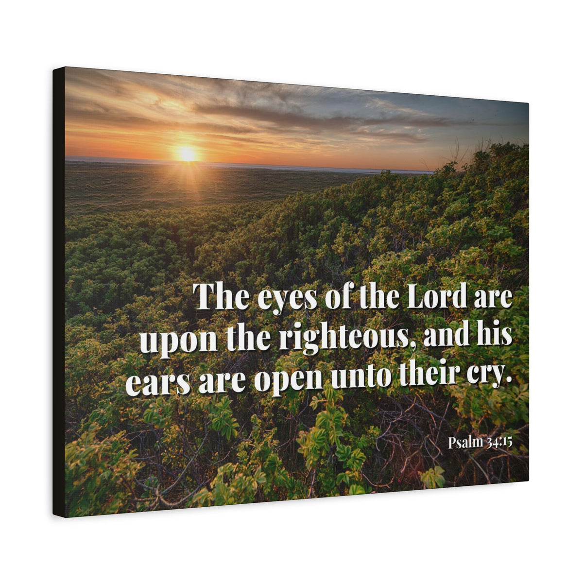 Scripture Canvas Eyes & Ears Of God Psalm 34:15 Christian Wall Art Bible Verse Print Ready to Hang