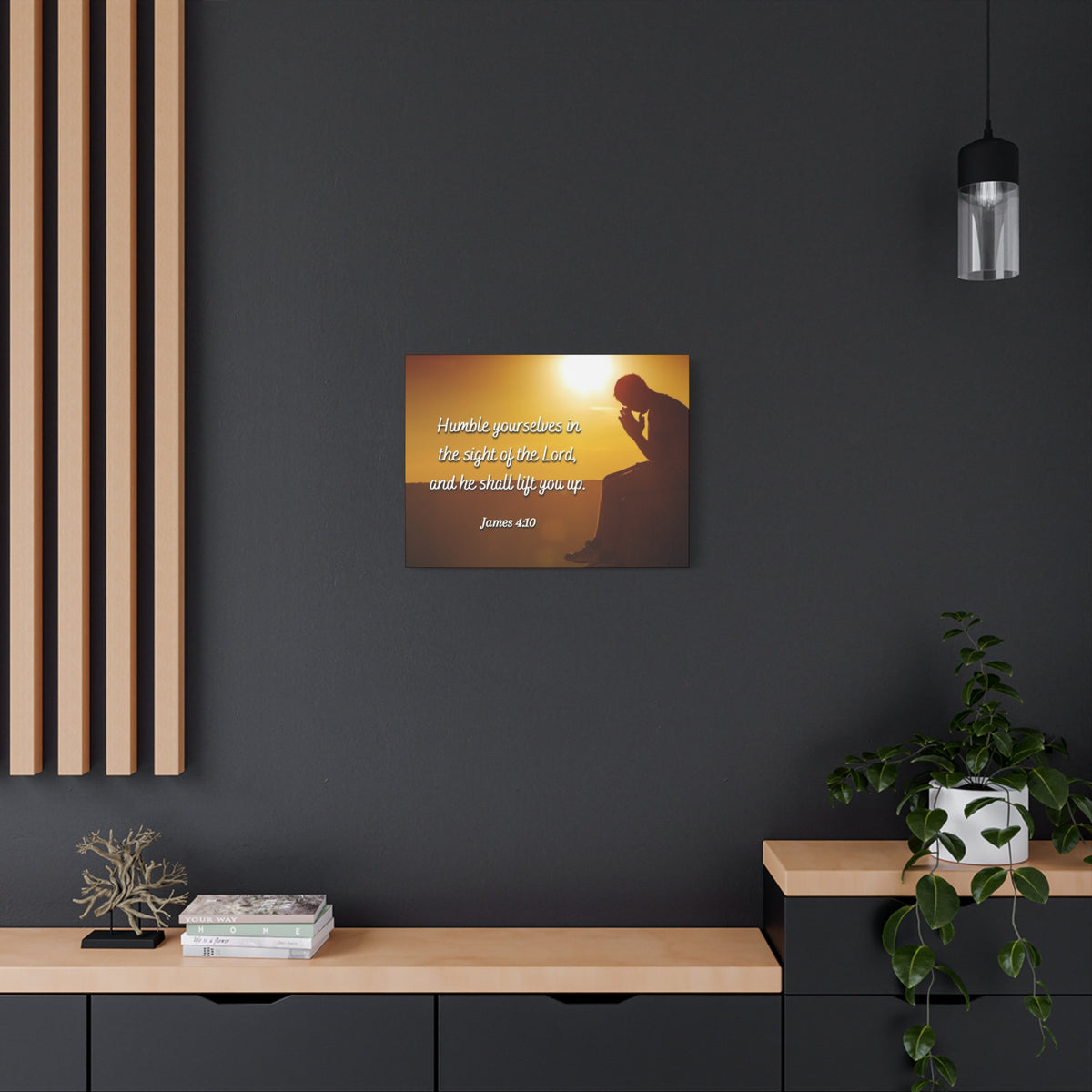 Scripture Canvas Humble Yourselves James 4:10 Christian Wall Art Bible Verse Print Ready to Hang