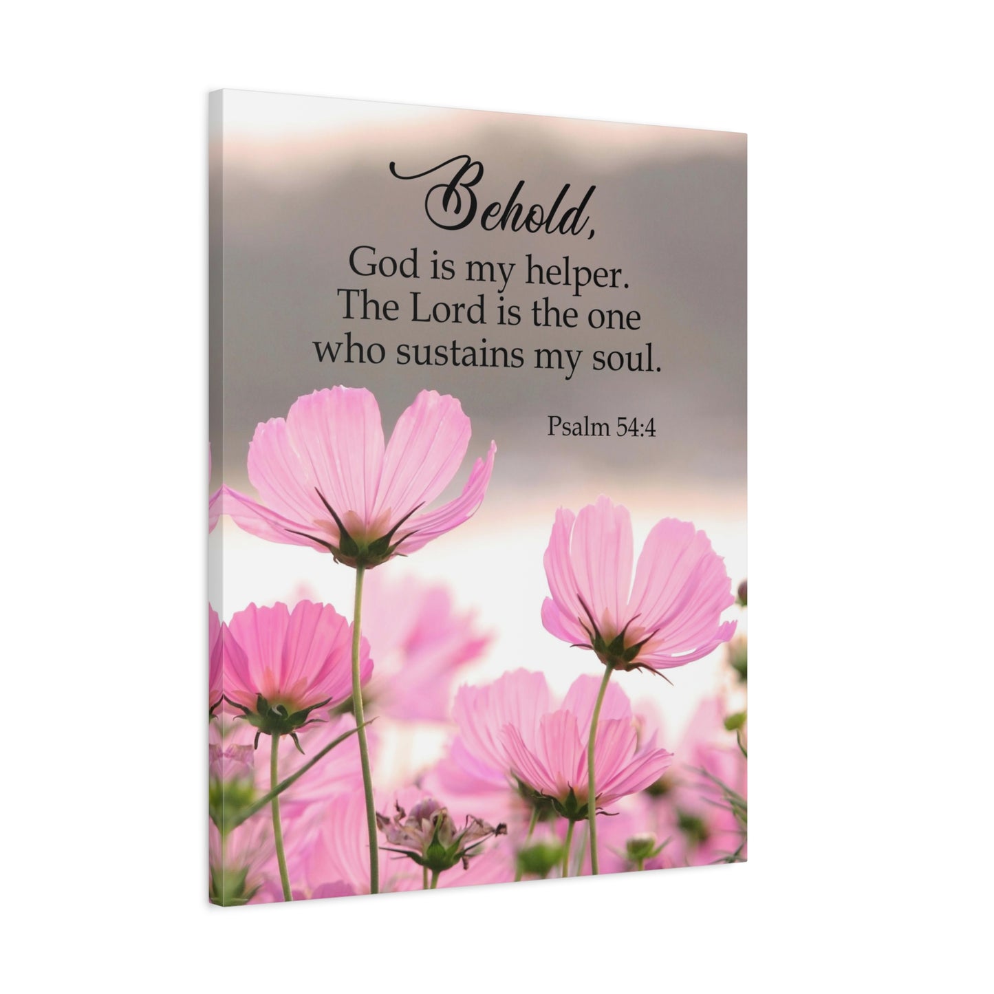 Scripture Canvas Behold, God is My Helper Psalm 54:4 Christian Wall Art Bible Verse Print Ready to Hang