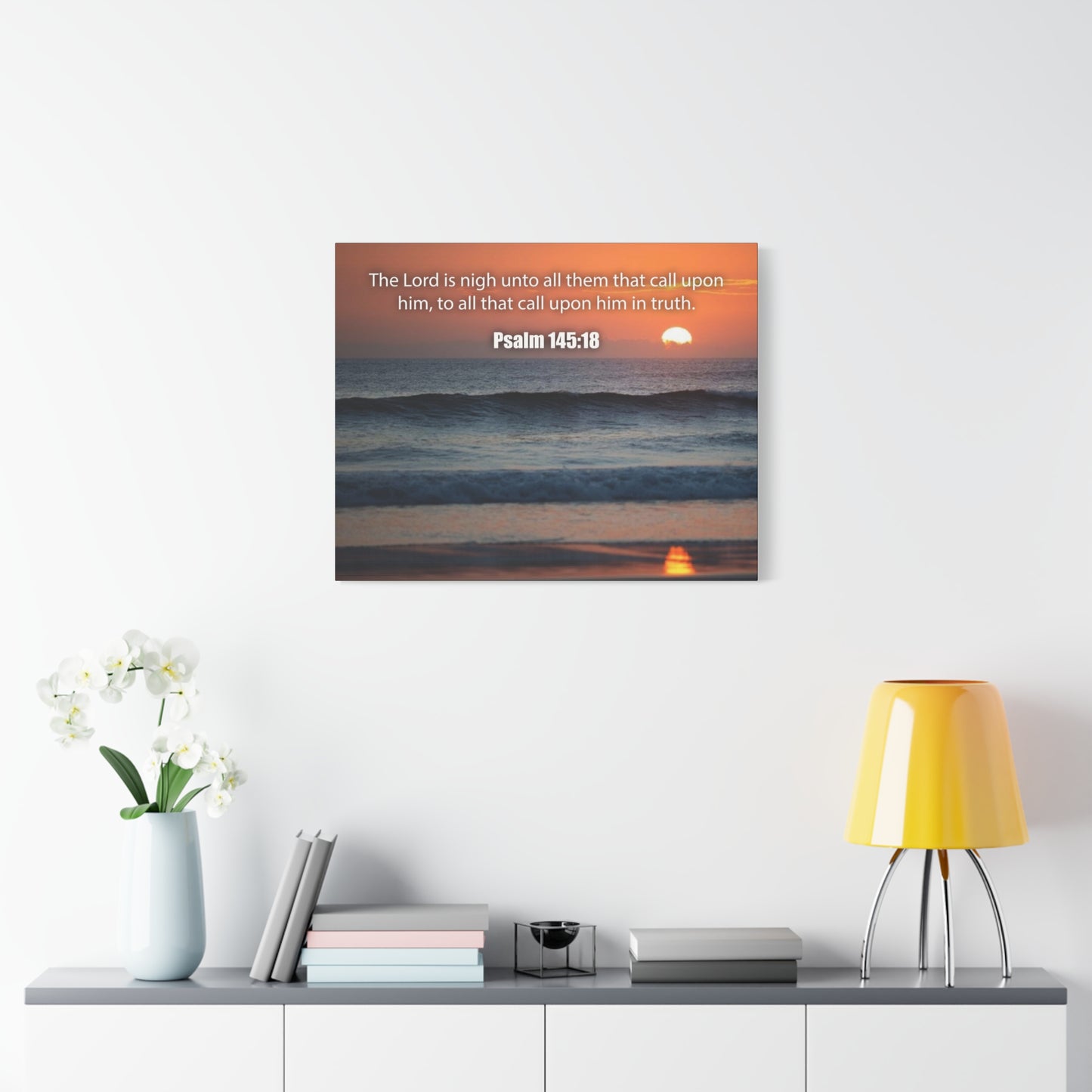 Bible Verse Canvas The Lord is Nigh Psalm 145:18 Christian Home Decor Scripture Art