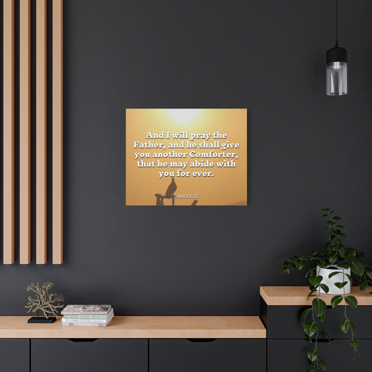 Scripture Canvas Pray The Father John 14:16 Christian Wall Art Bible Verse Print Ready to Hang