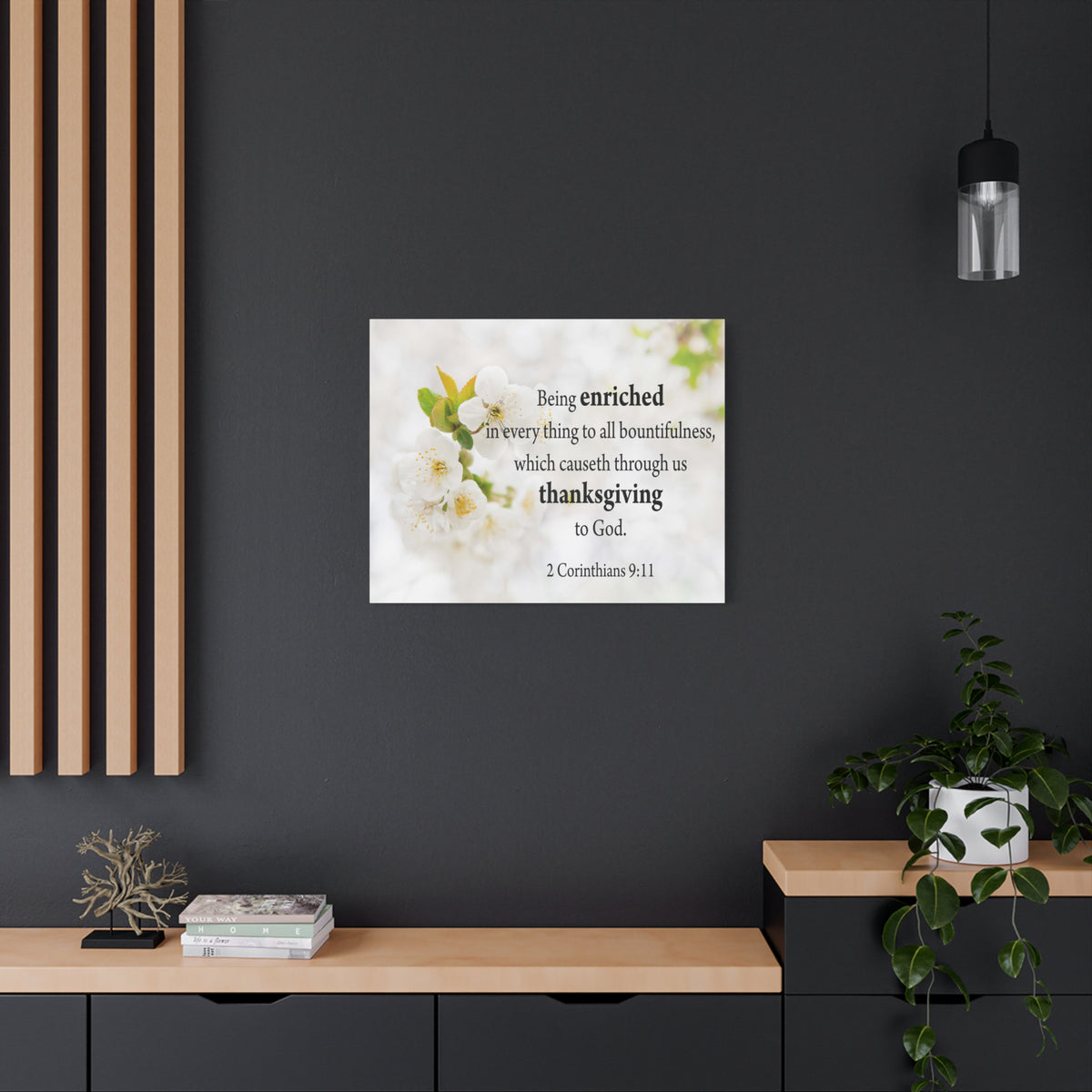 Scripture Canvas Thanksgiving to God 2 Corinthians 9:11 Christian Wall Art Bible Verse Print Ready to Hang