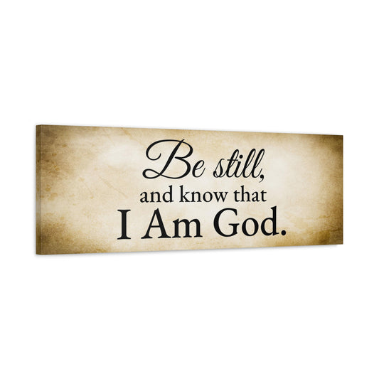 Scripture Walls Be Still Psalm 46:10 Gold Bible Verse Canvas Christian Wall Art Ready to Hang Unframed
