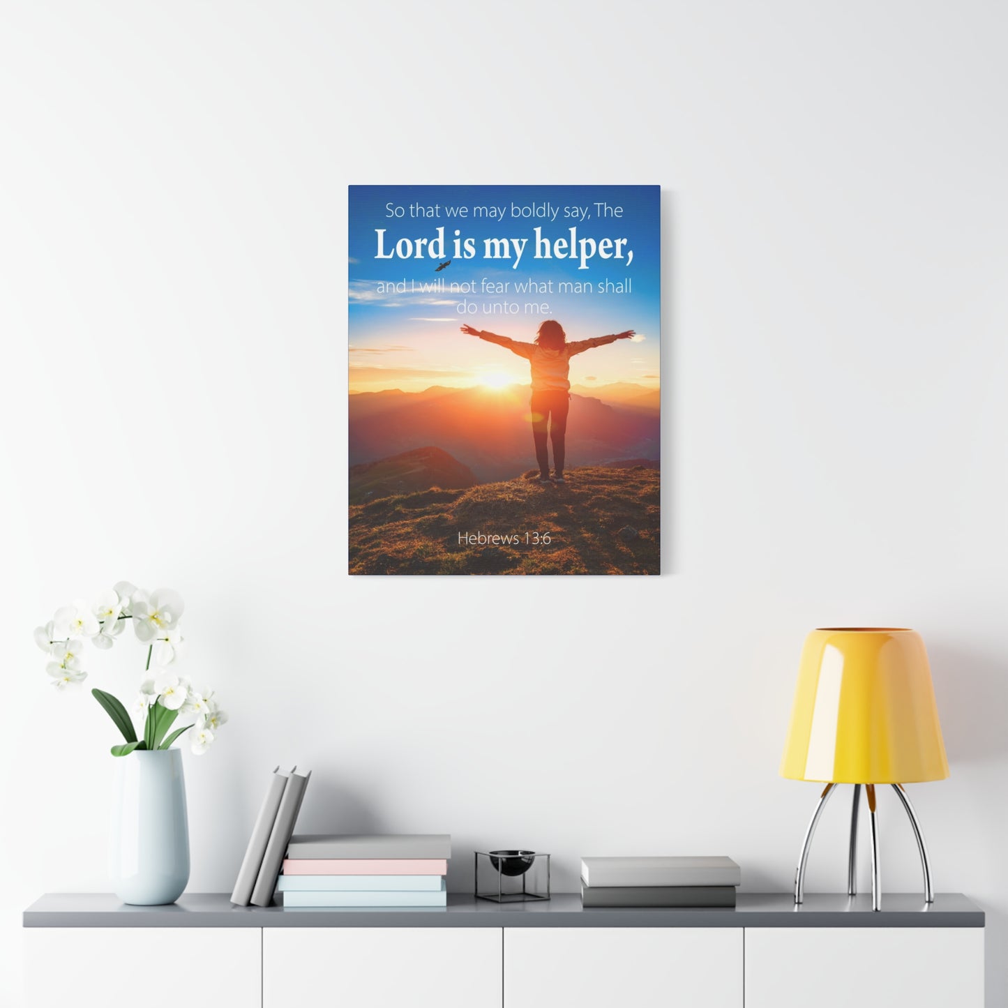 Scripture Walls Lord is My Helper Hebrews 13:6 Bible Verse Canvas Christian Wall Art Ready to Hang Unframed