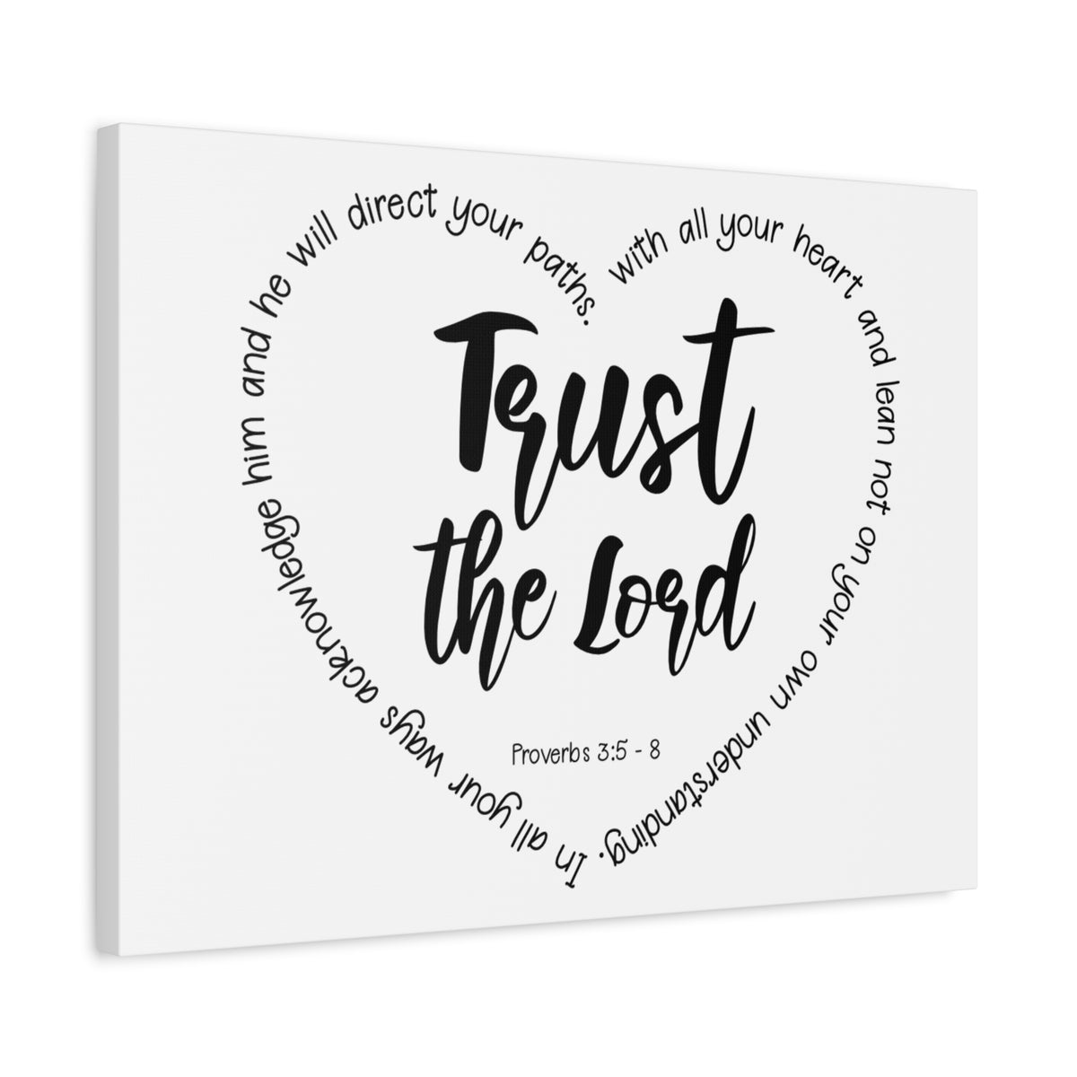 Scripture Canvas Trust The Lord Proverbs 3:5 - 8 Christian Wall Art Bible Verse Print Ready to Hang